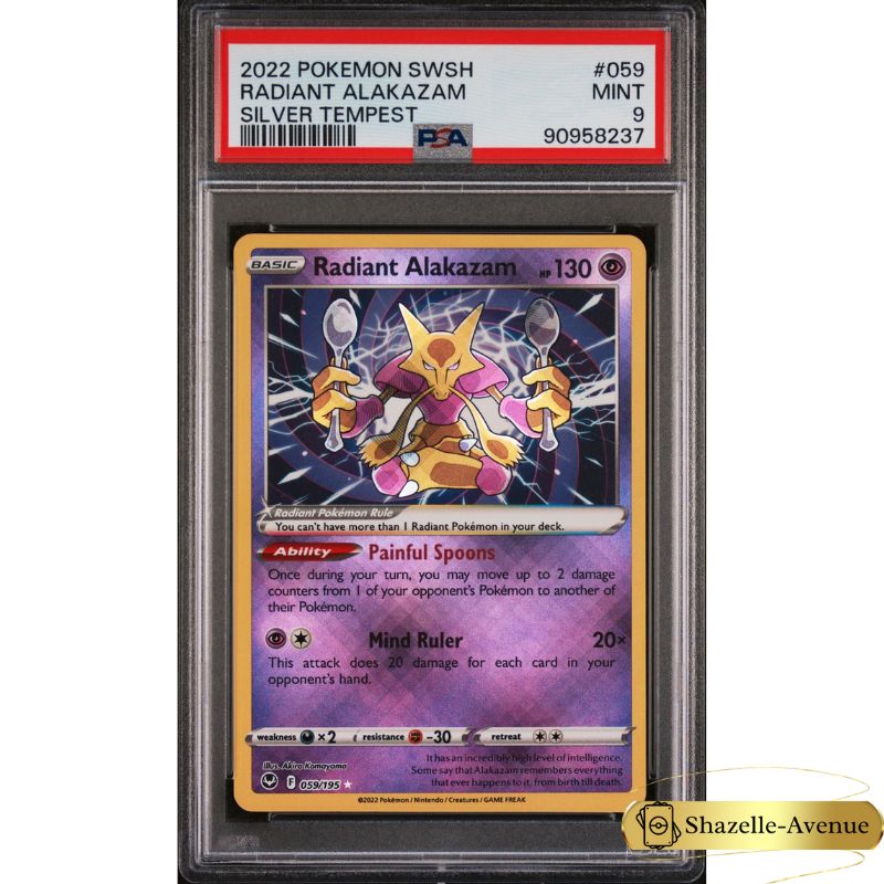 2023 Pokemon Radiant Alakazam 059/195 Holo Rare Silver Tempest PSA 9 – Shazelle-Avenue